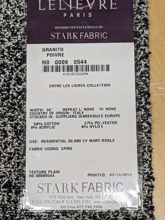 51 EV34 Special Square Texture Plain by Lelievre Granito Poivre Black White Solid MSRP USD 300+/y