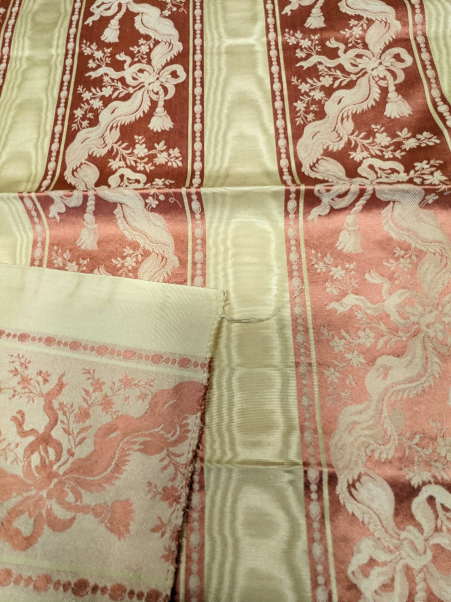 52 EV34 Special Square Jacquard by Tassinari &amp; Chatel Les Rubans Rose Pink Beige Stripe MSRP USD 1000+/y