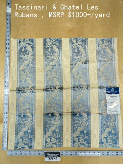 53 EV34 Special Square Jacquard by Tassinari &amp; Chatel Les Rubans Bleu Blue Beige Stripe MSRP USD 1000+/y