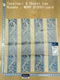 53 EV34 Special Square Jacquard by Tassinari &amp; Chatel Les Rubans Bleu Blue Beige Stripe MSRP USD 1000+/y
