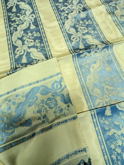 53 EV34 Special Square Jacquard by Tassinari &amp; Chatel Les Rubans Bleu Blue Beige Stripe MSRP USD 1000+/y