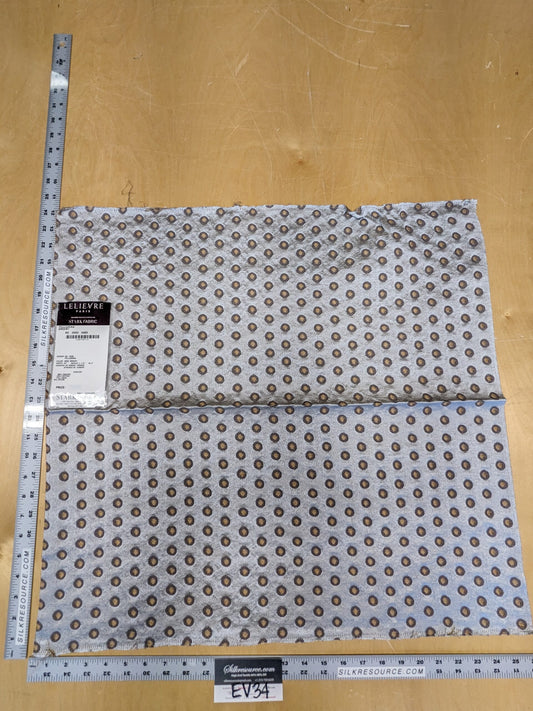 55 EV34 Special Square Jacquard by Lelievre Paris Pelligrina Argent Brown Gray Dot Circle Small Scale MSRP USD 300+/y