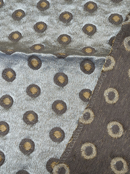 55 EV34 Special Square Jacquard by Lelievre Paris Pelligrina Argent Brown Gray Dot Circle Small Scale MSRP USD 300+/y