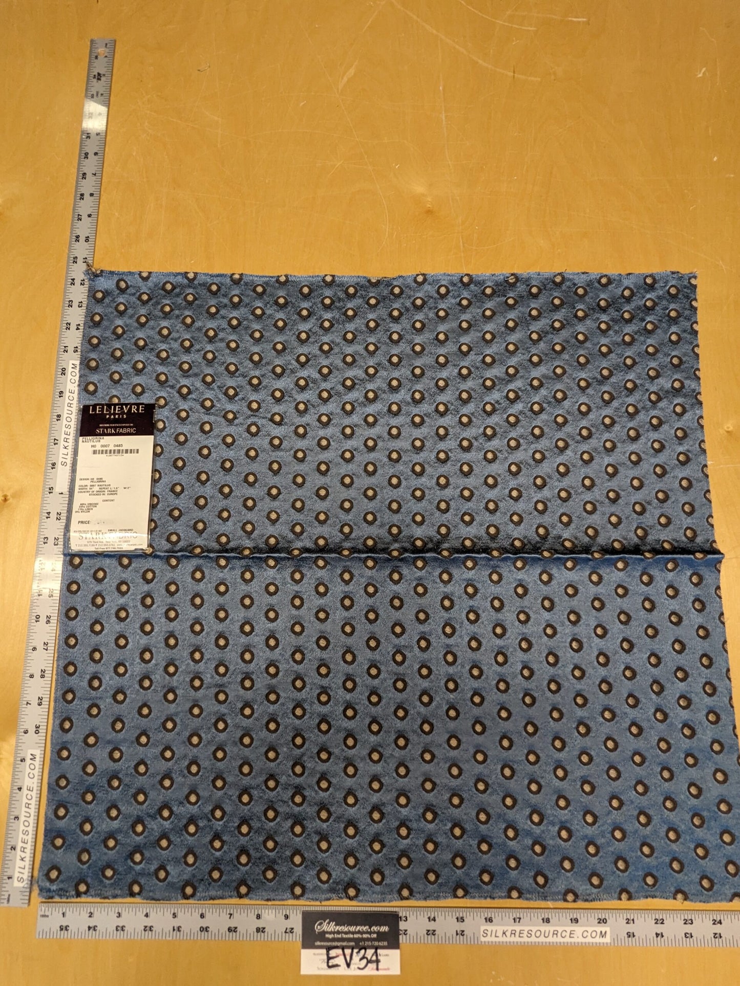 56 EV34 Special Square Jacquard by Lelievre Paris Pelligrina Nautilus Brown Blue Dot Circle Small Scale MSRP USD 300+/y