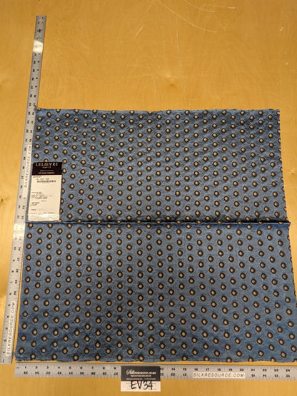 56 EV34 Special Square Jacquard by Lelievre Paris Pelligrina Nautilus Brown Blue Dot Circle Small Scale MSRP USD 300+/y