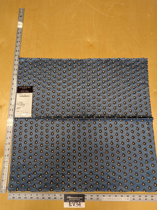 56 EV34 Special Square Jacquard by Lelievre Paris Pelligrina Nautilus Brown Blue Dot Circle Small Scale MSRP USD 300+/y