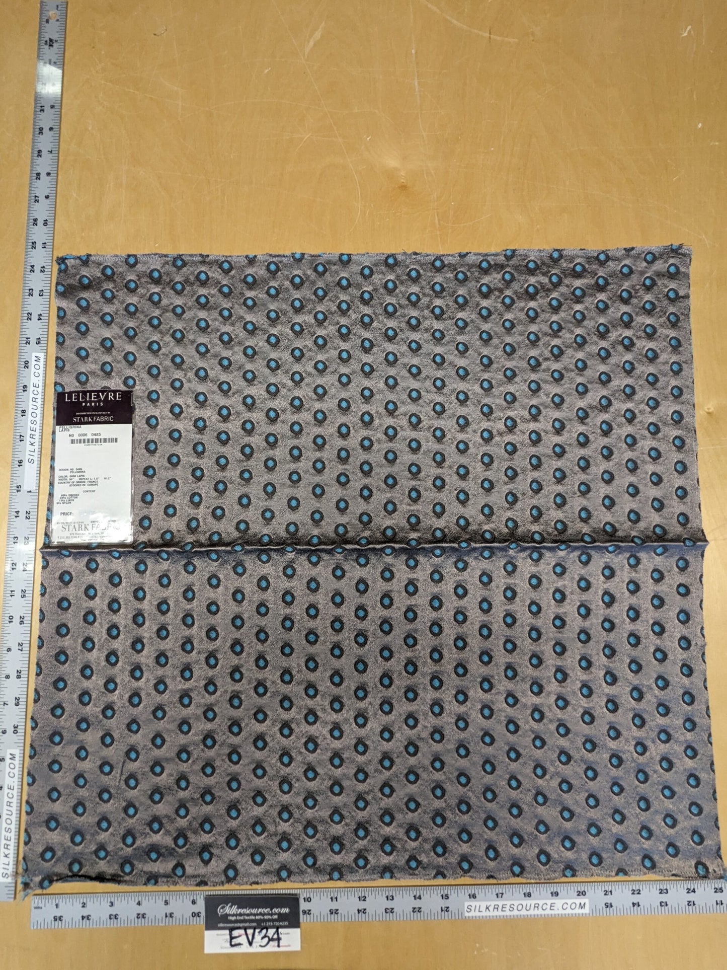 57 EV34 Special Square Jacquard by Lelievre Paris Pelligrina Lapis Gray Blue Dot Circle Small Scale MSRP USD 300+/y