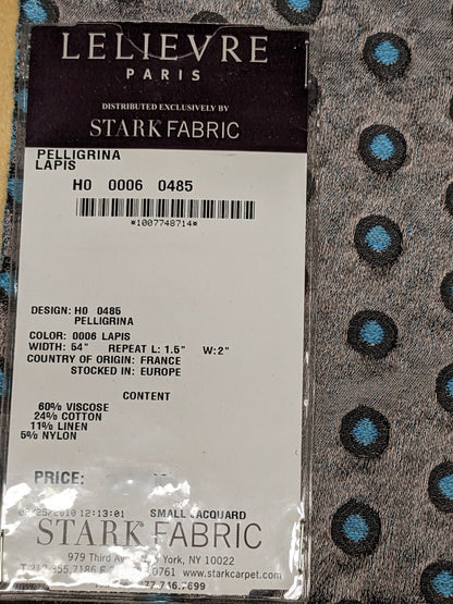 57 EV34 Special Square Jacquard by Lelievre Paris Pelligrina Lapis Gray Blue Dot Circle Small Scale MSRP USD 300+/y