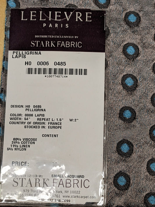 57 EV34 Special Square Jacquard by Lelievre Paris Pelligrina Lapis Gray Blue Dot Circle Small Scale MSRP USD 300+/y