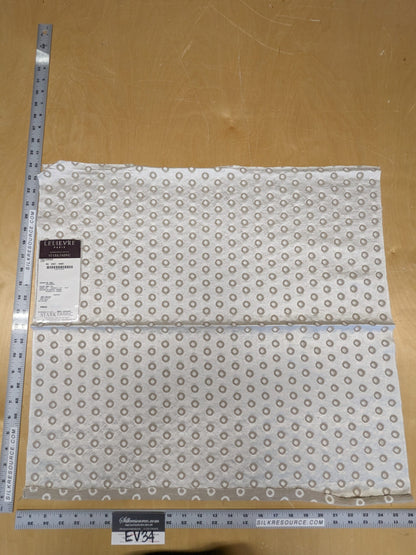 58 EV34 Special Square Jacquard by Lelievre Paris Pelligrina Lys White Beige Dot Circle Small Scale MSRP USD 300+/y