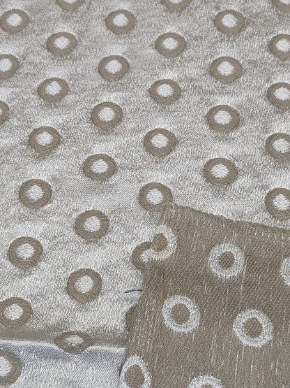 58 EV34 Special Square Jacquard by Lelievre Paris Pelligrina Lys White Beige Dot Circle Small Scale MSRP USD 300+/y