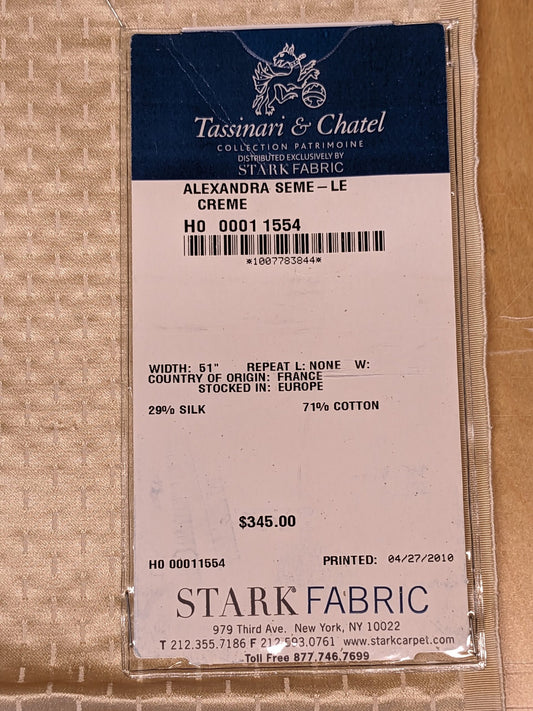 60 EV34 Special Square Jacquard by Tassinari and Chatel Alexandra Seme Le Creme MSRP USD 300+/y