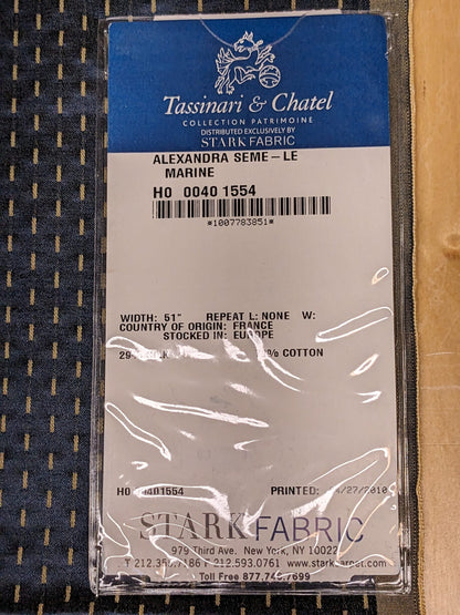 64 EV34 Special Square Jacquard by  Tassinari and Chatel Alexandra Seme Le Marine Navy Blue Small Scale Texture MSRP USD 300+/y