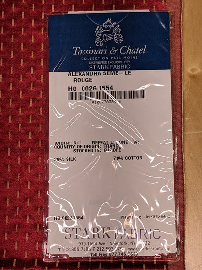 66 EV34 Special Square Jacquard by Tassinari and Chatel Alexandra Seme Le Rouge Red Small Scale Texture MSRP USD 300+/y
