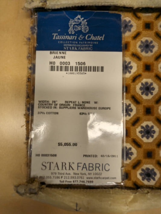 67 EV34 Special Square Jacquard by Tassinari and Chatel Brienne Jaune Brown Blue Velvet Geometric Small Scale MSRP USD 20,000+/y