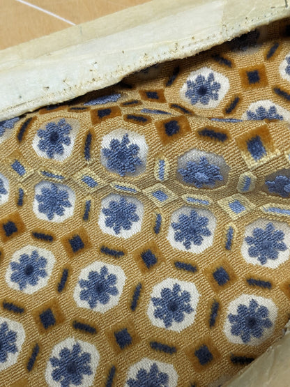 67 EV34 Special Square Jacquard by Tassinari and Chatel Brienne Jaune Brown Blue Velvet Geometric Small Scale MSRP USD 20,000+/y