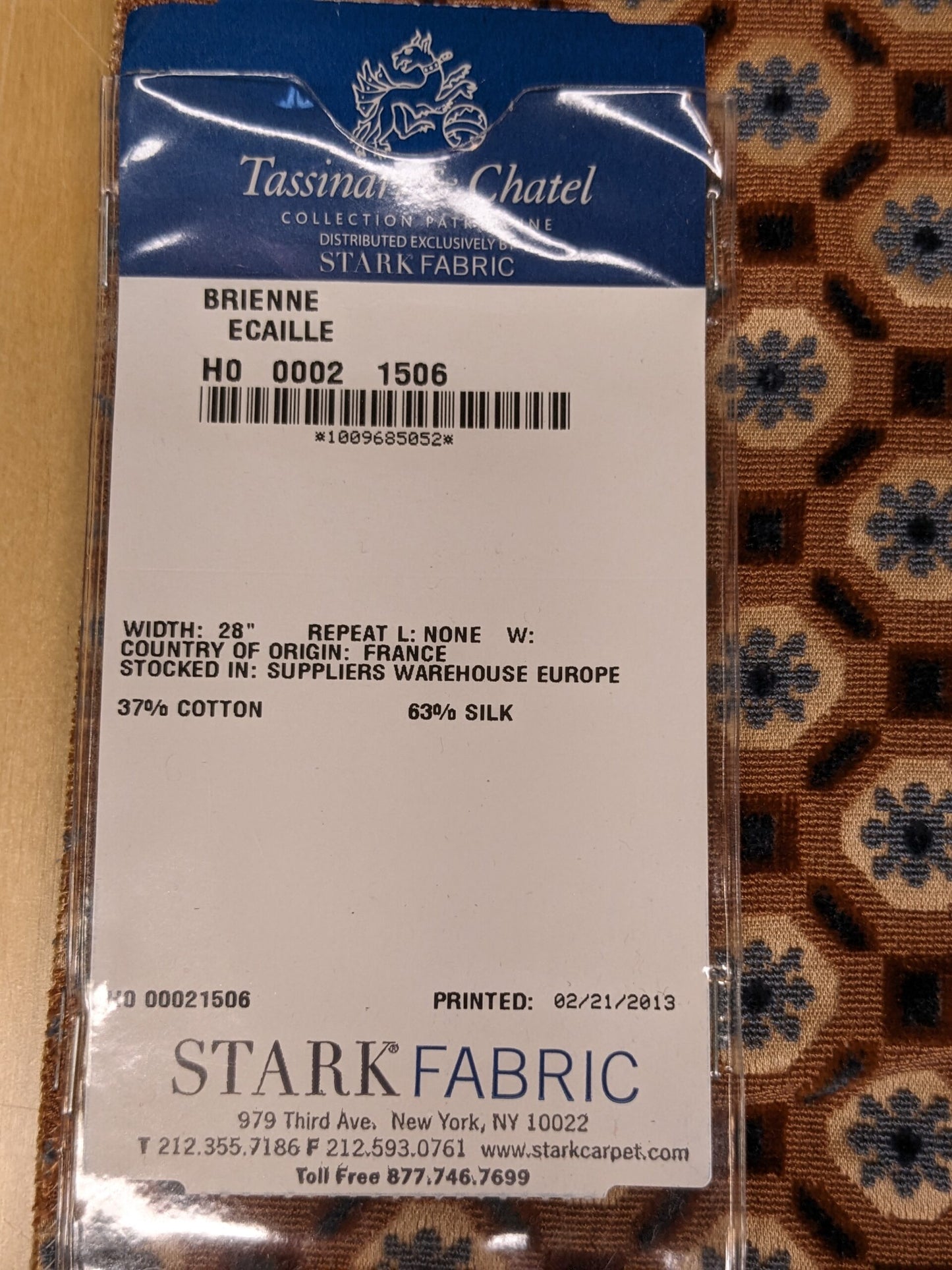 70 EV34 Special Square Jacquard by Tassinari and Chatel Brienne Ecaille Brown White Velvet Geometric Small Scale MSRP USD 20,000+/y