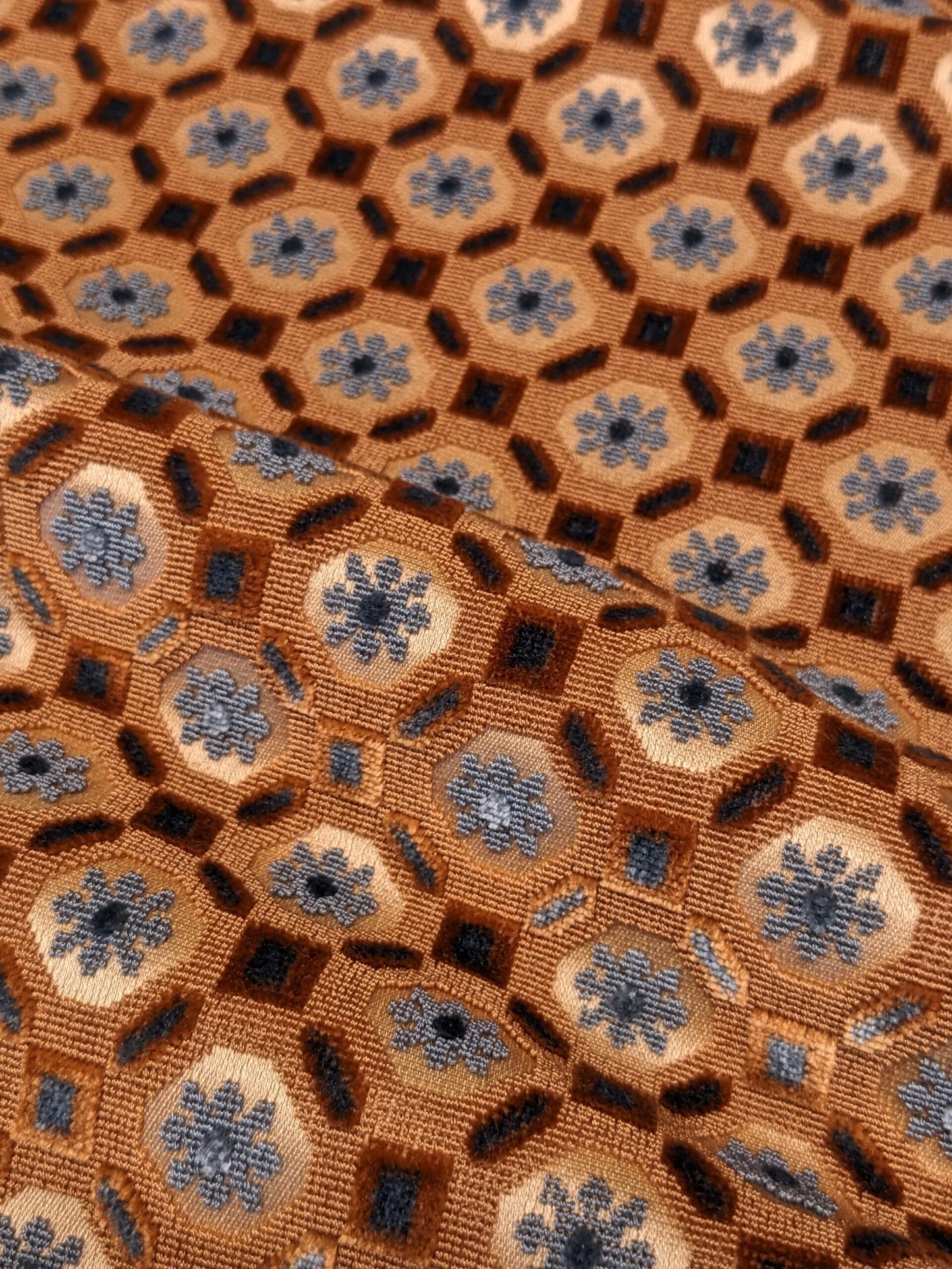 70 EV34 Special Square Jacquard by Tassinari and Chatel Brienne Ecaille Brown White Velvet Geometric Small Scale MSRP USD 20,000+/y