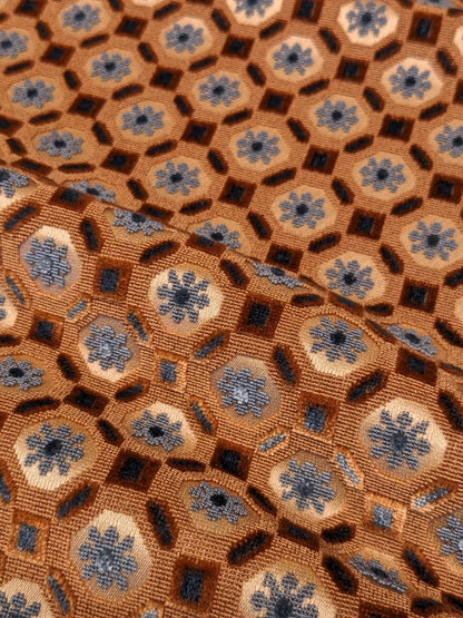 70 EV34 Special Square Jacquard by Tassinari and Chatel Brienne Ecaille Brown White Velvet Geometric Small Scale MSRP USD 20,000+/y