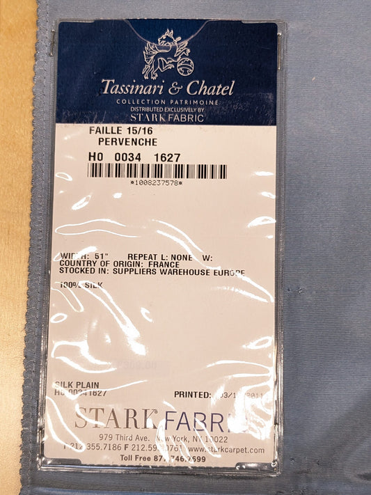 72 EV34 Special Square Plain Fabric by Tassinari and Chatel Faille Pervenche Gray Silk Plain MSRP USD1400+/y