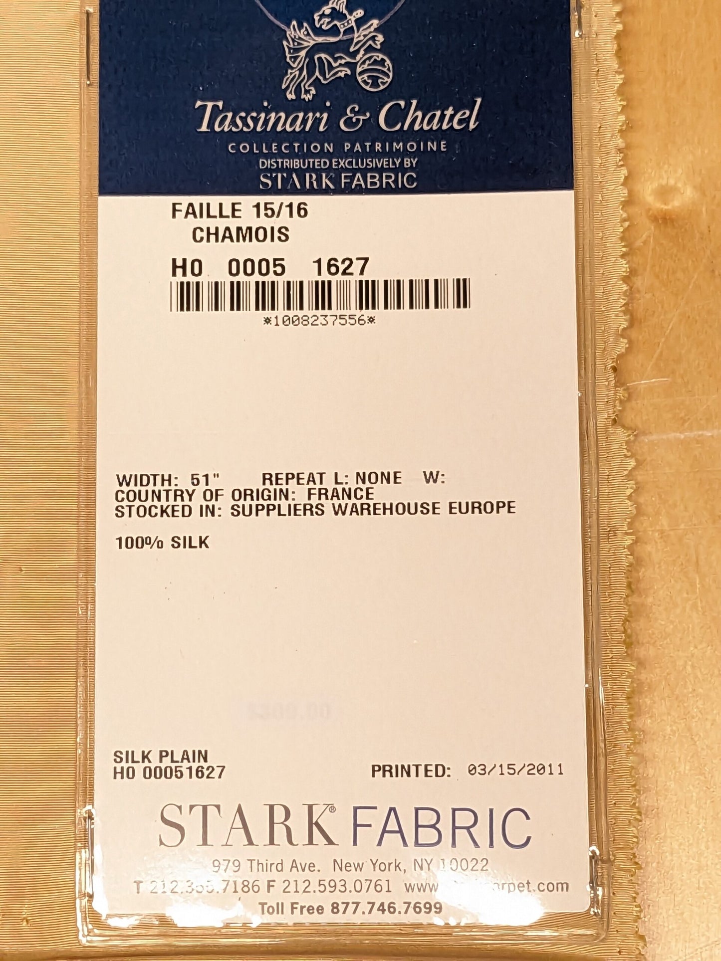 75 EV34 Special Square Plain Fabric by Tassinari and Chatel Faille Chamois Yellow Silk Plain MSRP USD1400+/y