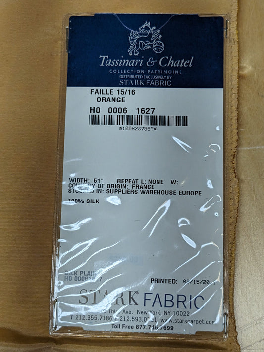 77 EV34 Special Square Plain Fabric by Tassinari and Chatel Faille Orange Silk Plain MSRP USD1400+/y