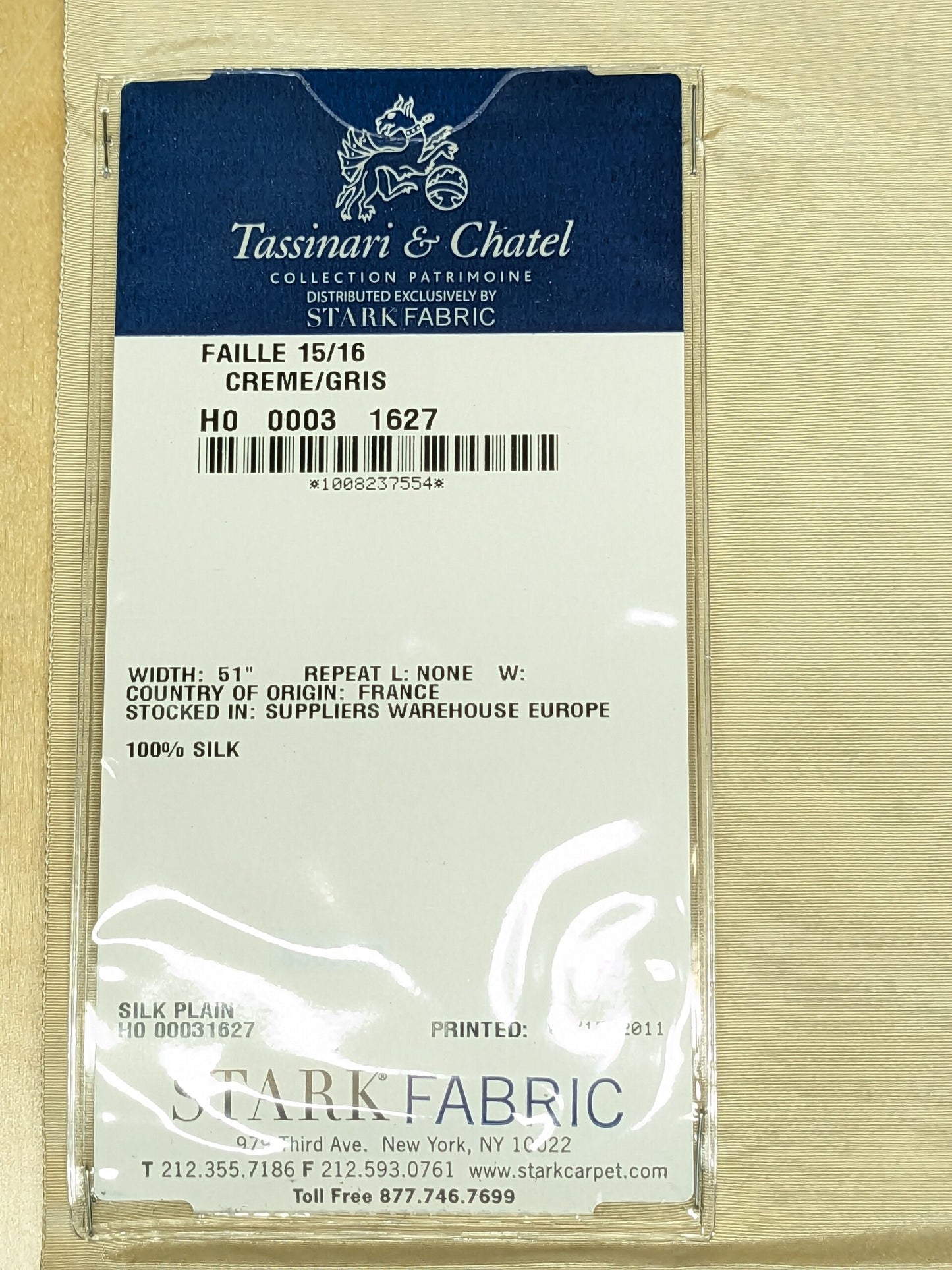 79 EV34 Special Square Plain Fabric by Tassinari and Chatel Faille Creme Gris Cream White Silk Plain MSRP USD1400+/y