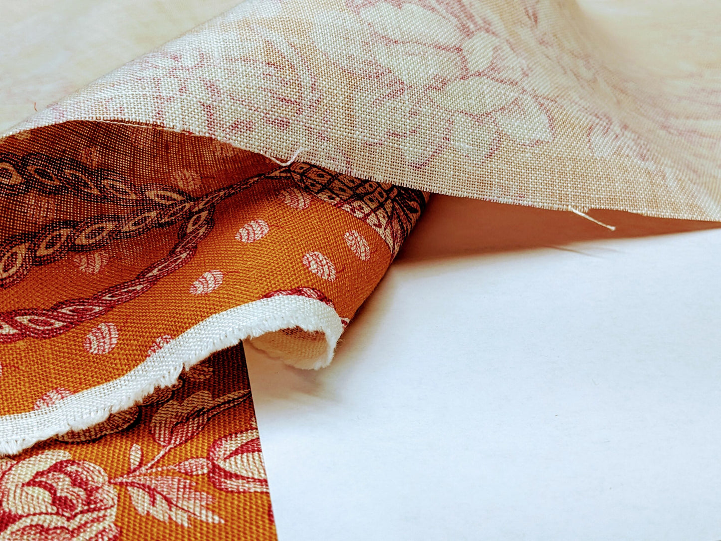 Scalamandre Tobago Hive Papaya Raspberry Pink Linen Print Tropical Apiculture Beekeeping Tropical Flowers Ribbon Tassel MSRP 280/y