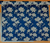 Scalamandre Flore Batik Poly Indigo Blue Floral White Magnolia Cotton Damask MSRP 472/y