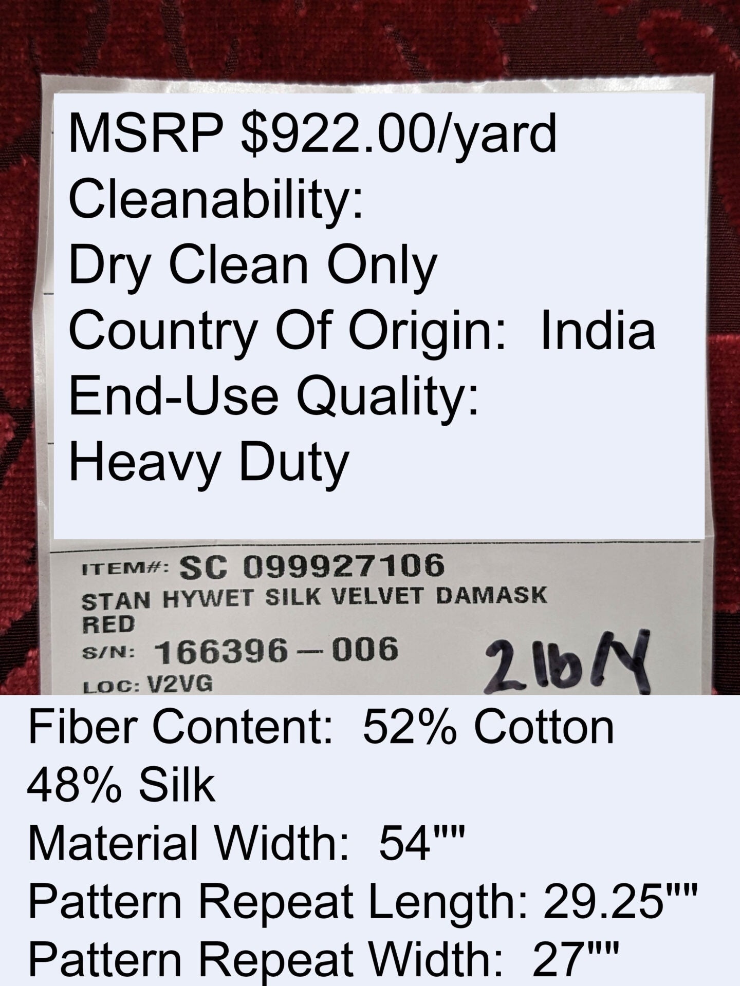 By yard Scalamandre Stan Hywet Silk Cotton Velvet Damask Red Renaissance Cut Velvet MSRP USD 922/y