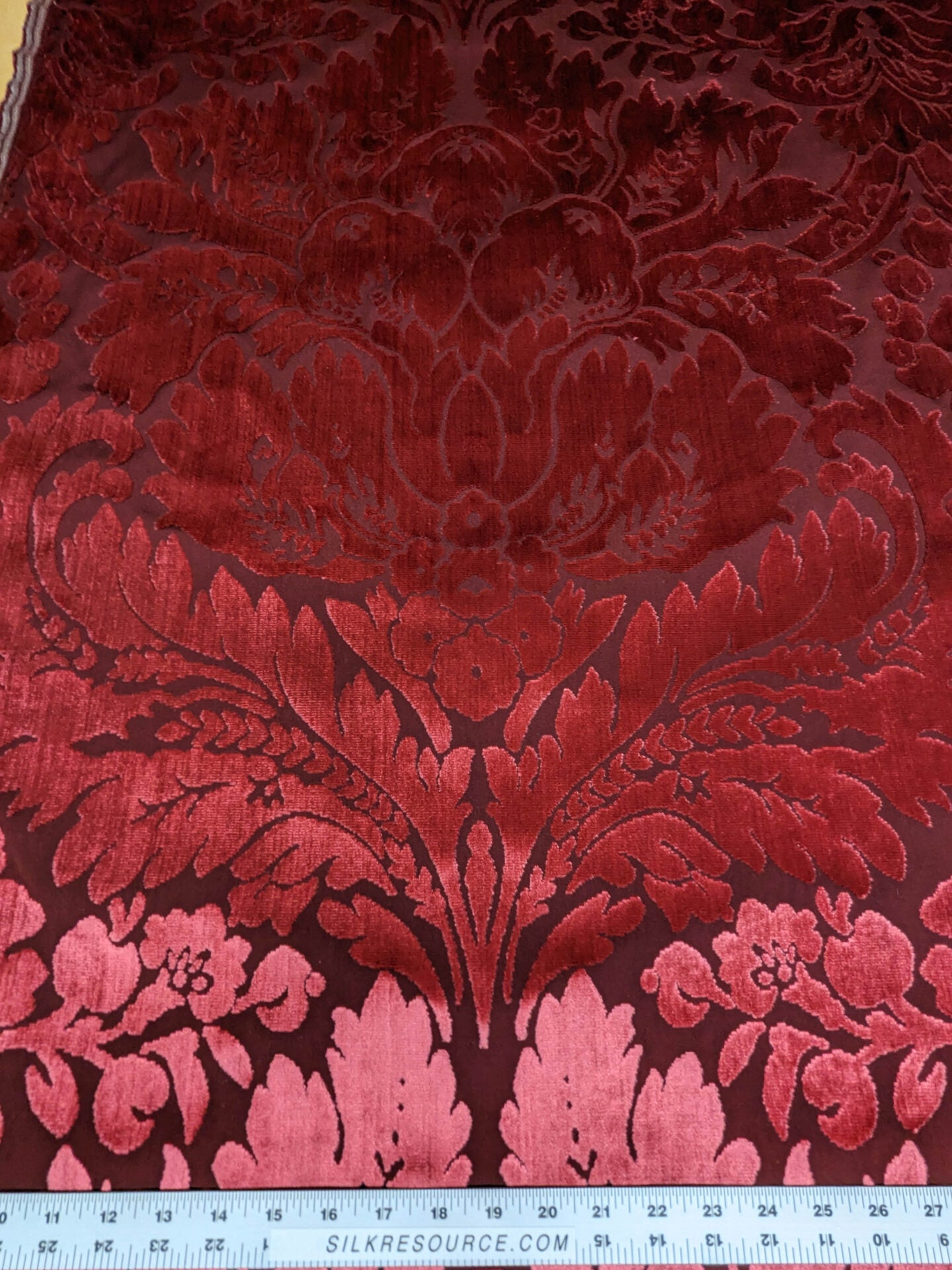 By yard Scalamandre Stan Hywet Silk Cotton Velvet Damask Red Renaissance Cut Velvet MSRP USD 922/y