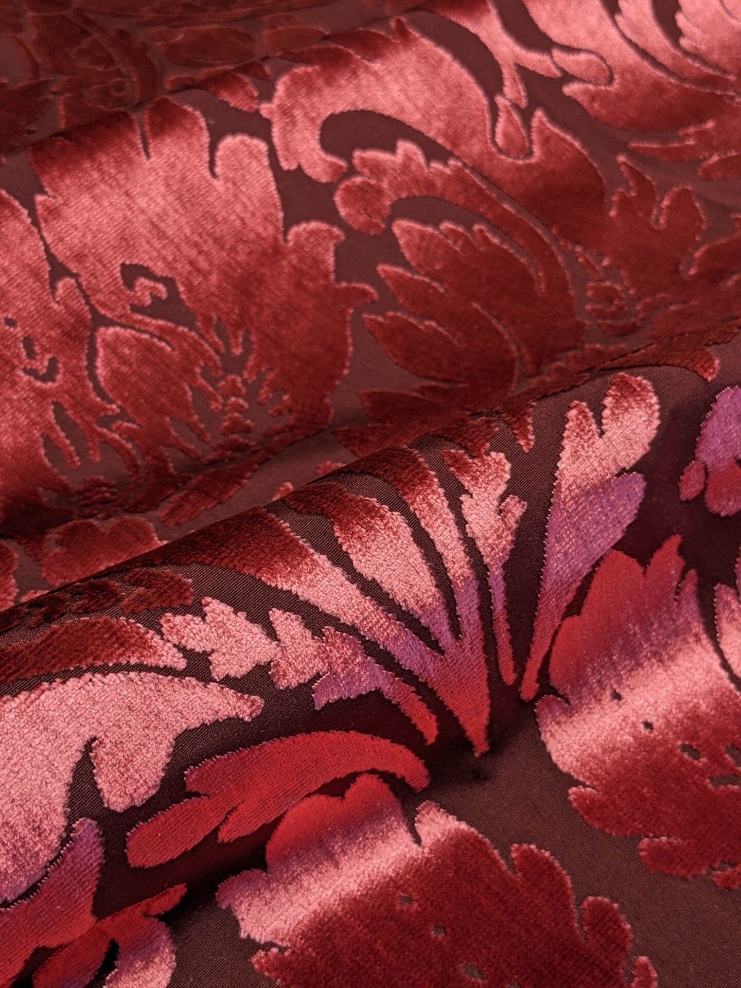 By yard Scalamandre Stan Hywet Silk Cotton Velvet Damask Red Renaissance Cut Velvet MSRP USD 922/y