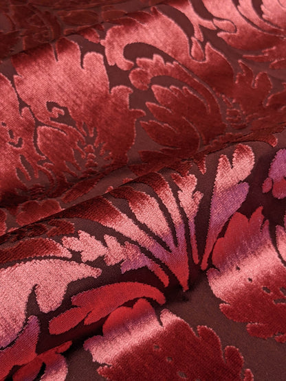 By yard Scalamandre Stan Hywet Silk Cotton Velvet Damask Red Renaissance Cut Velvet MSRP USD 922/y