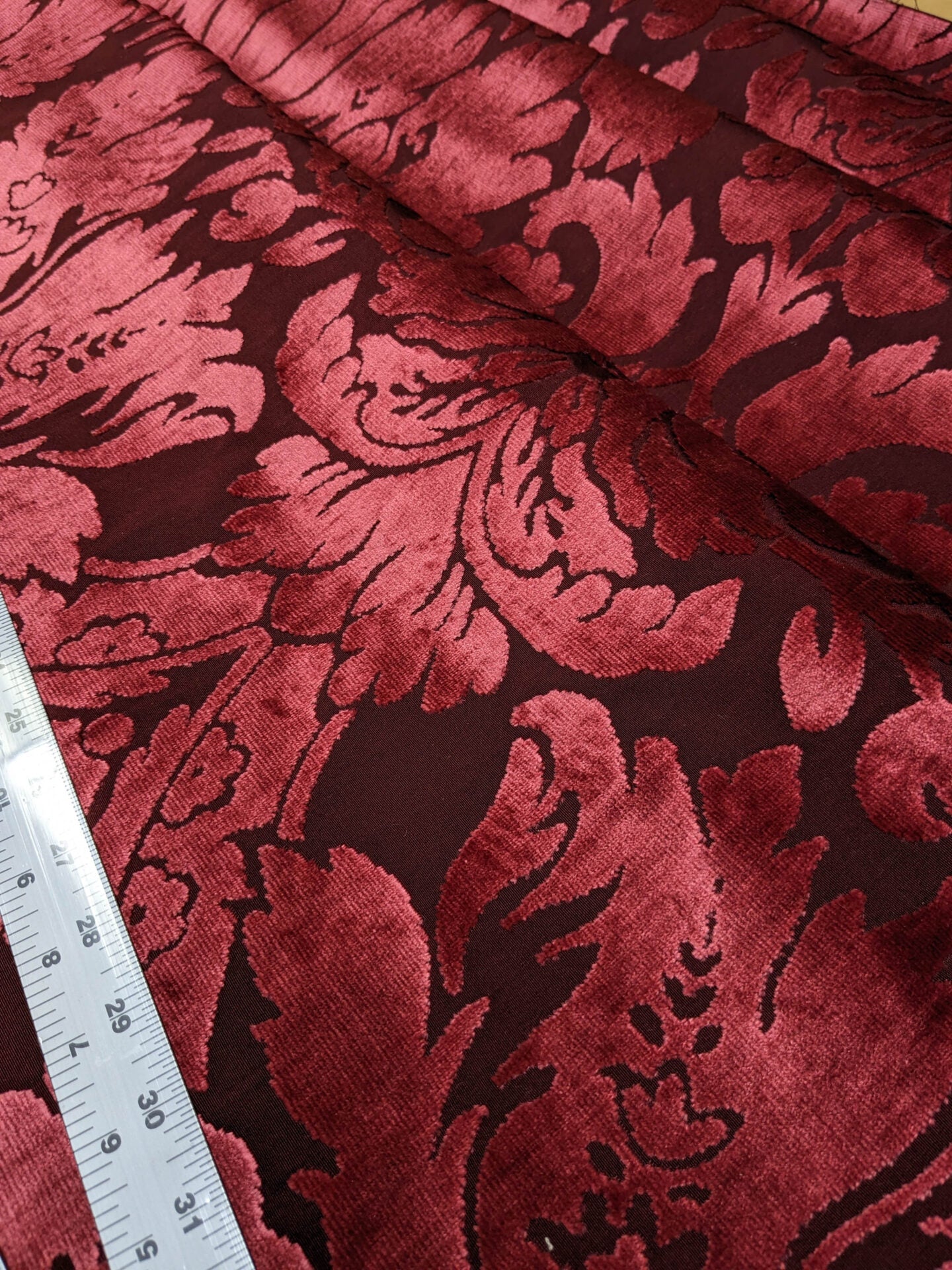By yard Scalamandre Stan Hywet Silk Cotton Velvet Damask Red Renaissance Cut Velvet MSRP USD 922/y
