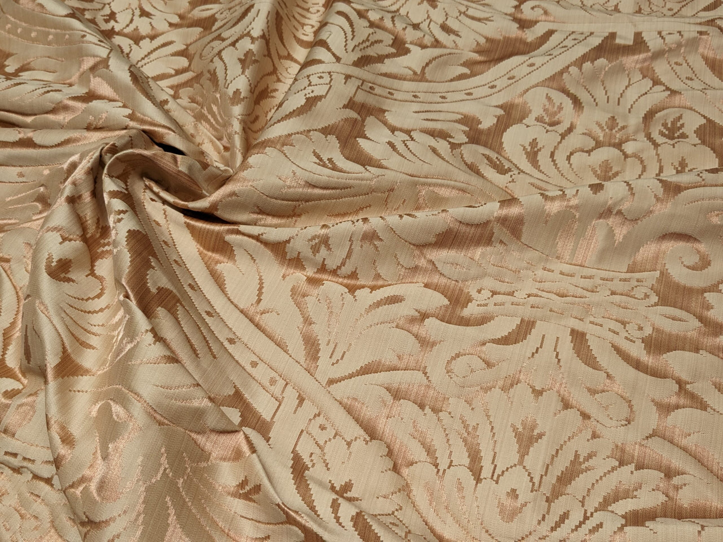 Rose Bertin 100% Silk Damask French Court Acanthus in Forest Green Highest Quality