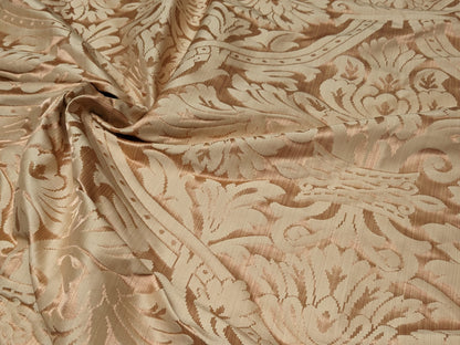 Rose Bertin 100% Silk Damask French Court Acanthus in Forest Green Highest Quality