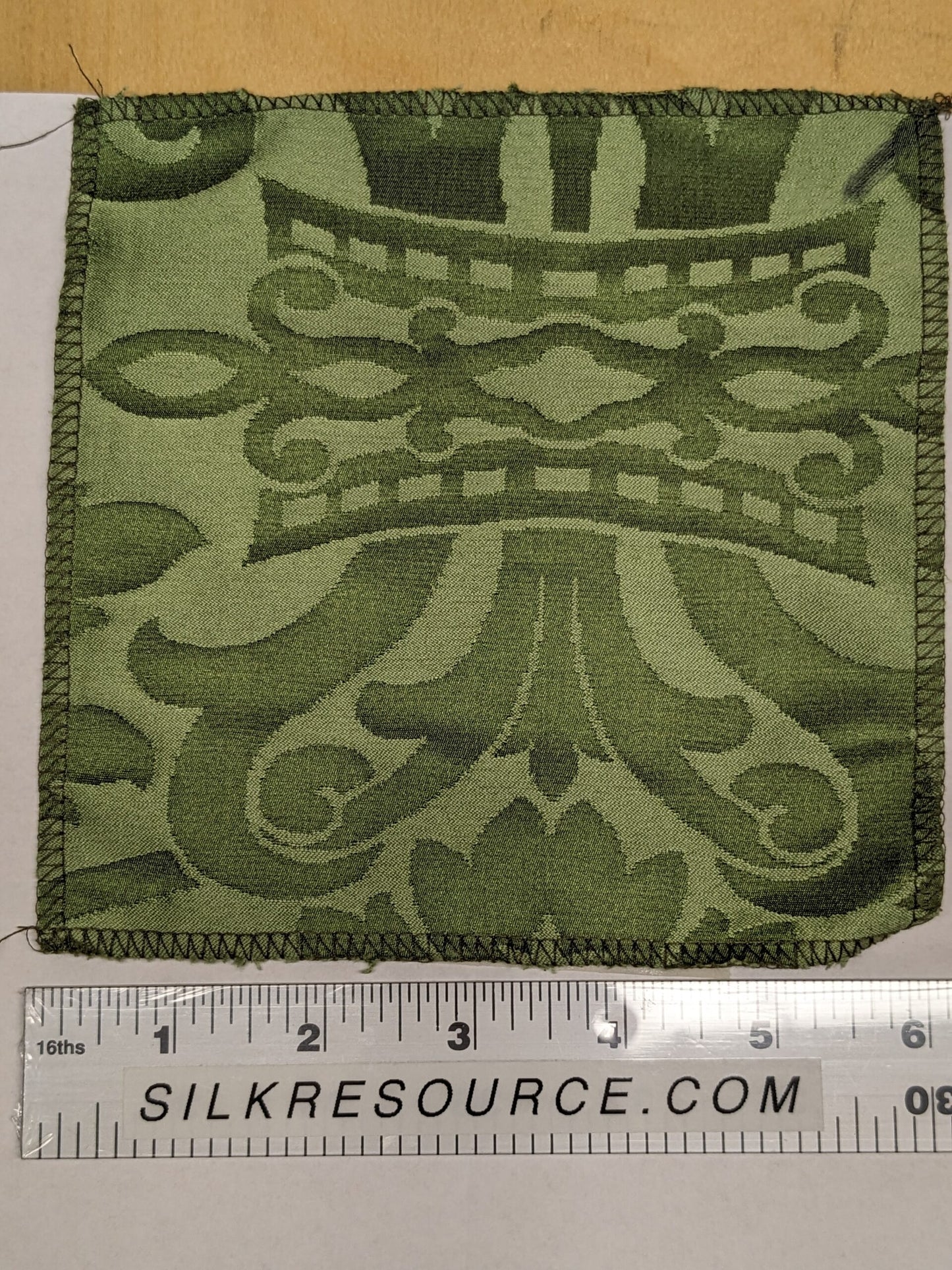 Rose Bertin 100% Silk Damask French Court Acanthus in Forest Green Highest Quality