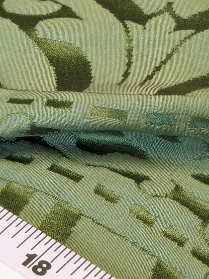 Rose Bertin 100% Silk Damask French Court Acanthus in Forest Green Highest Quality
