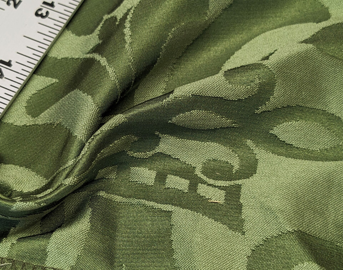 Rose Bertin 100% Silk Damask French Court Acanthus in Forest Green Highest Quality