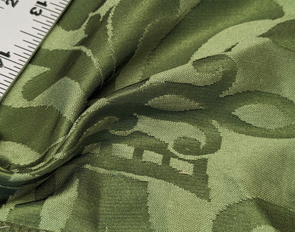 Rose Bertin 100% Silk Damask French Court Acanthus in Forest Green Highest Quality