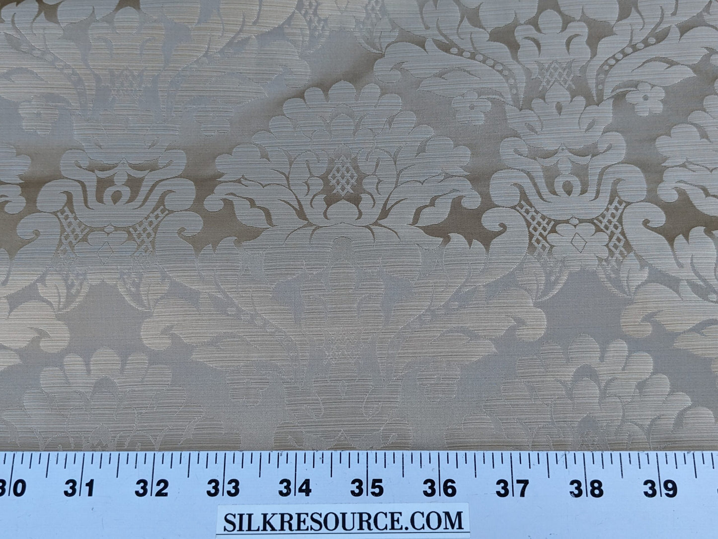High End Veranda Renaissance Damask 100% Silk Taupe Beige