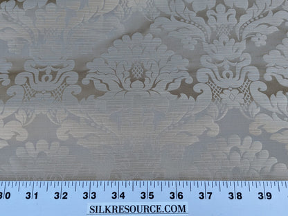 High End Veranda Renaissance Damask 100% Silk Taupe Beige