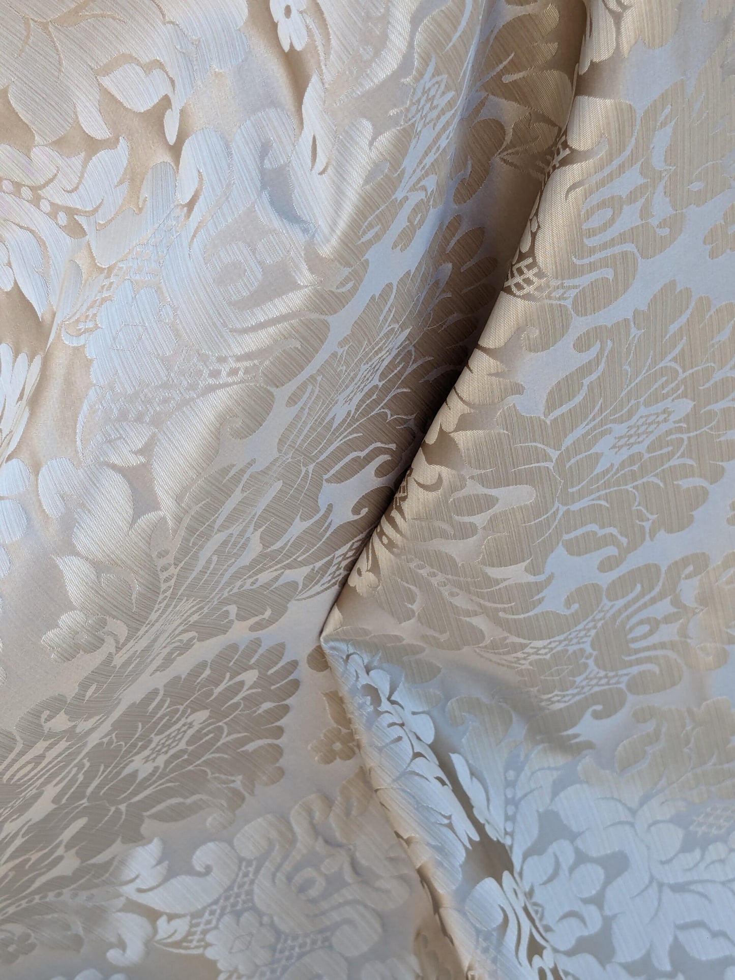 High End Veranda Renaissance Damask 100% Silk Taupe Beige