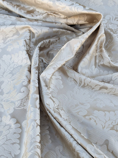High End Veranda Renaissance Damask 100% Silk Taupe Beige