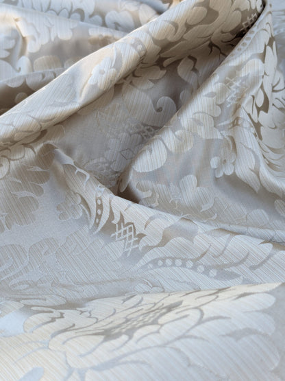 High End Veranda Renaissance Damask 100% Silk Taupe Beige