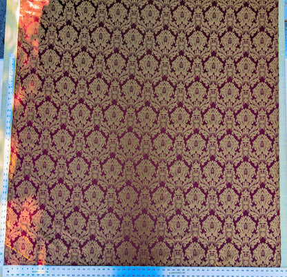High End Veranda Renaissance Damask 100% Silk Red and Gold