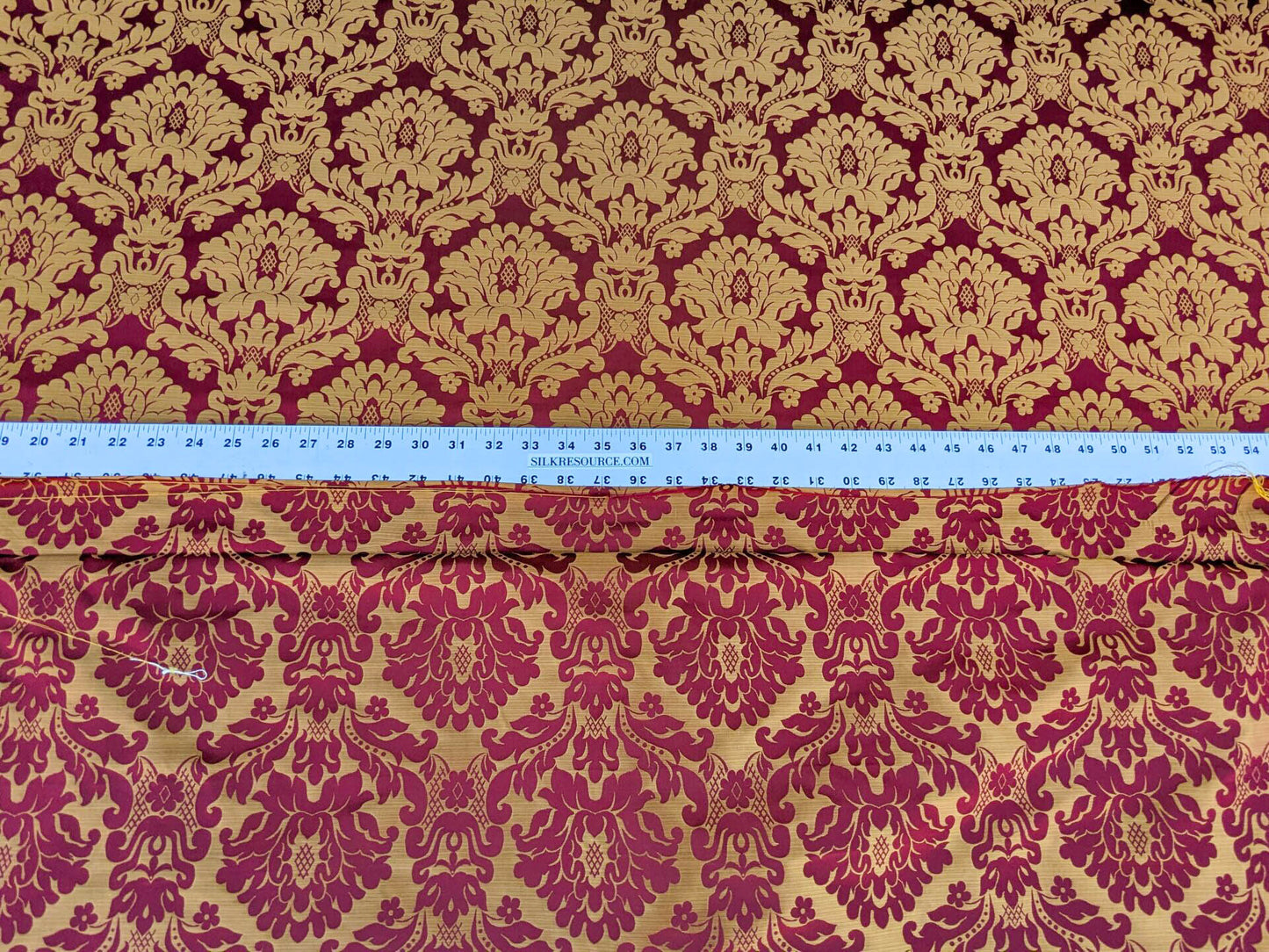 High End Veranda Renaissance Damask 100% Silk Red and Gold