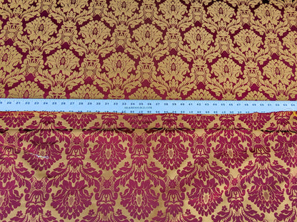 High End Veranda Renaissance Damask 100% Silk Red and Gold