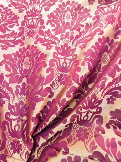 High End Veranda Renaissance Damask 100% Silk Red and Gold