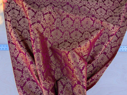High End Veranda Renaissance Damask 100% Silk Red and Gold